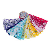 CraftsFabrics 20pcs 2.5" Spring Blooms Floral Jelly Rolls Fabric Strips for Quilting